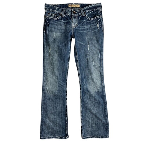Buckle BKE Sabrina Boot Leg Jeans Size 28 (actual 32 x 29) Lowrise Distressed - Picture 2 of 13